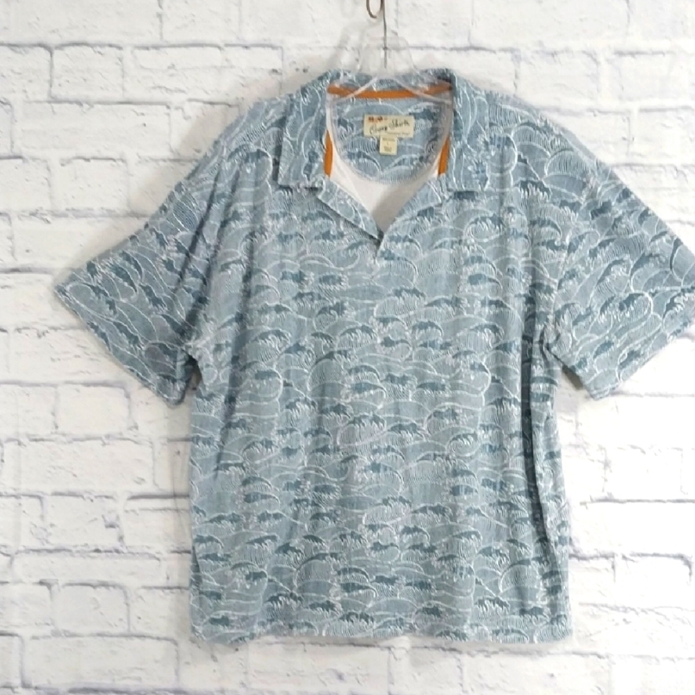 🔵BOGO FREE🔵 Crazy Shirts Hawaiian Polo Short Sleeve Cotton Sz L
